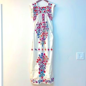 Vintage Flower Embroidered Handmade Maxi Dress Size Small